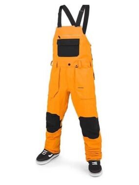 VOLCOM Roan Bib Overalls in Vibrant Gold/Black Reinforcements Men's Size XL